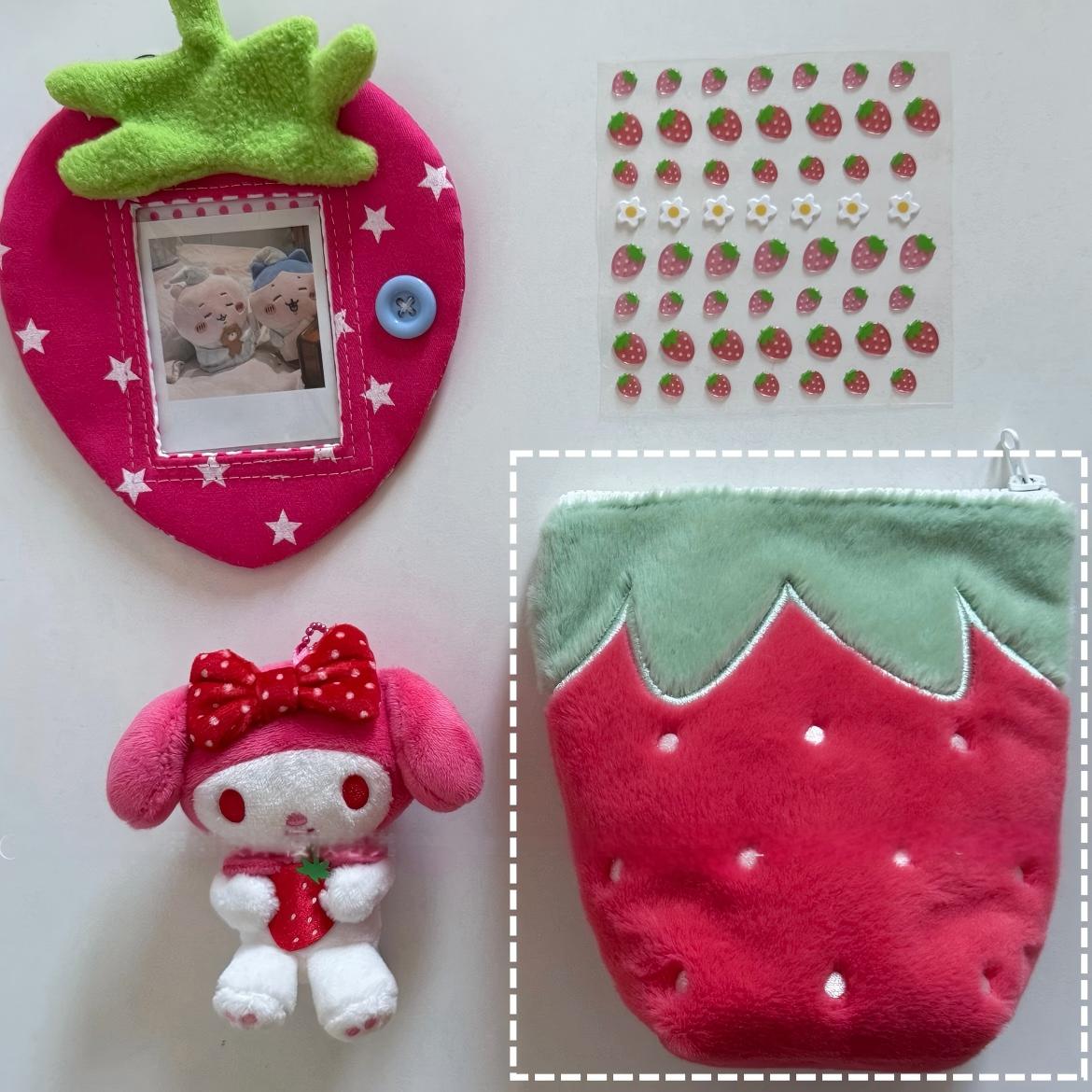 Furry Strawberry Pencil Case Storage Bag - ArtGalleryZen