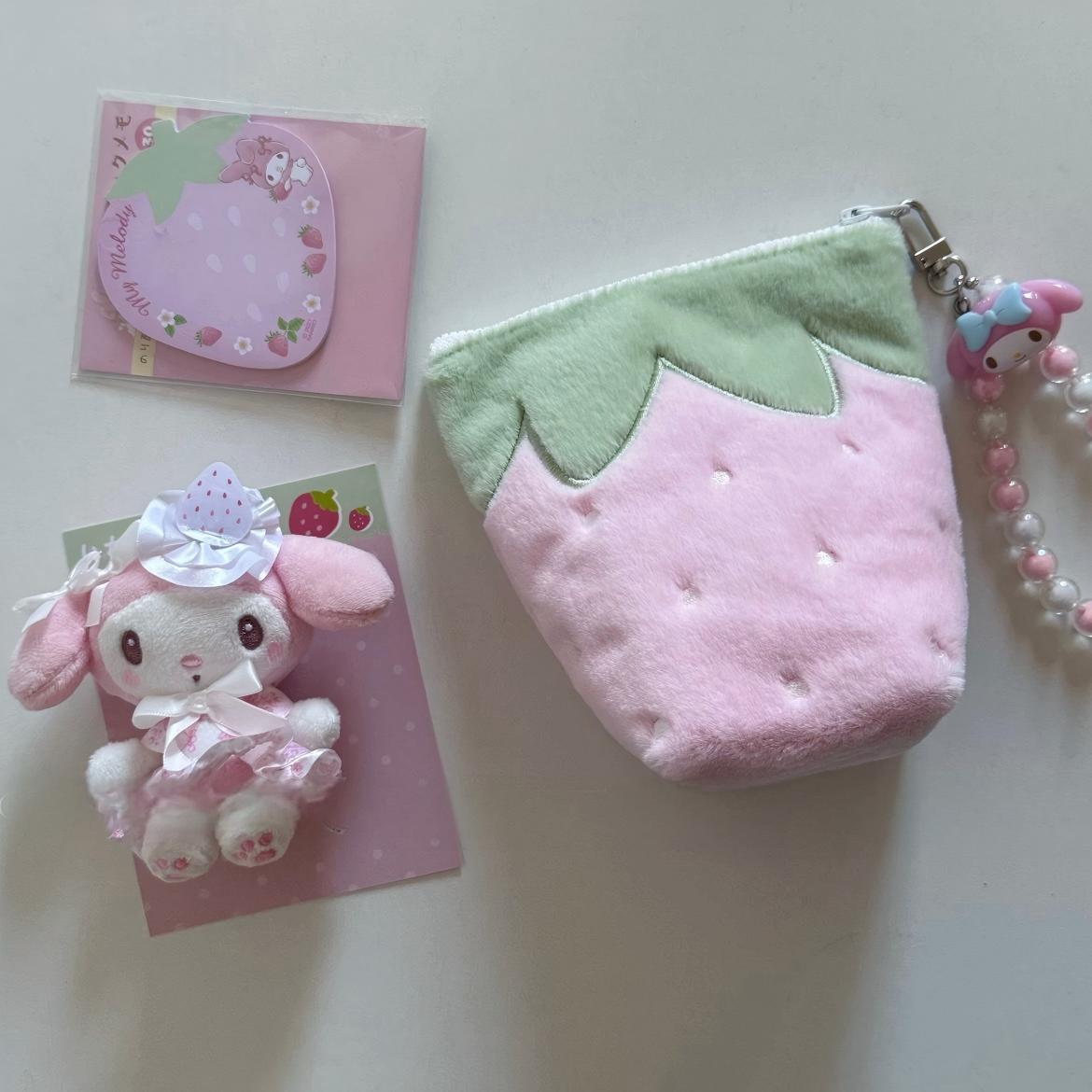 Furry Strawberry Pencil Case Storage Bag - ArtGalleryZen