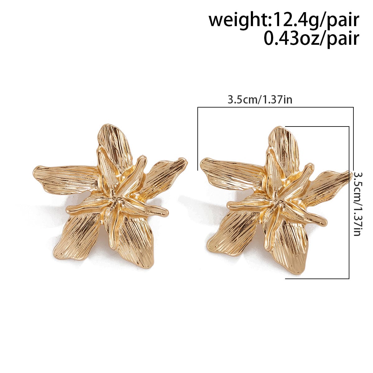 Geometric Metallic Layered Flower Stud Earrings