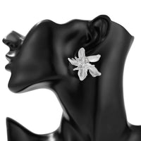 Thumbnail for Gemetric Metallic Layered Flower Stud Earrings