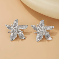 Thumbnail for Gemetric Metallic Layered Flower Stud Earrings