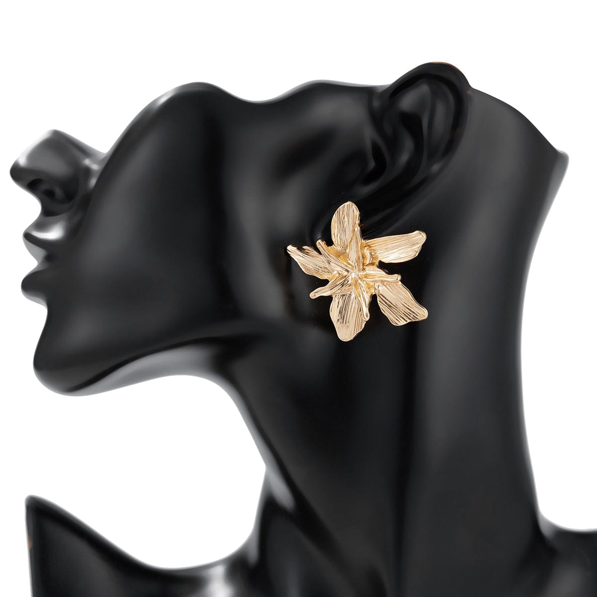 Gemetric Metallic Layered Flower Stud Earrings