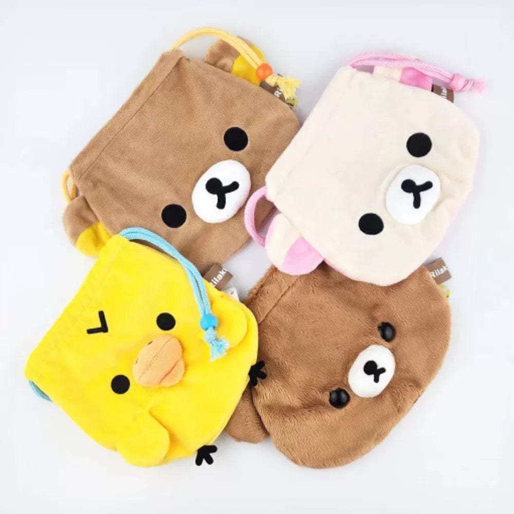 Genuine Rilakkuma Plush Drawstring Pouch Bag - ArtGalleryZen