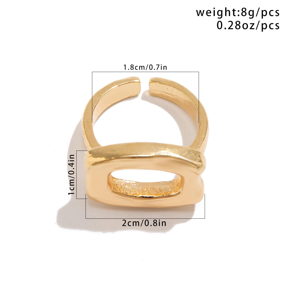 Geometic Irregular Hollow Square Open Ring