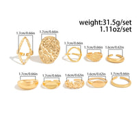 Thumbnail for Geometric 10pcs Textured Oval Disk Glossy Hollow Ring Set - ArtGalleryZen
