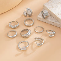 Thumbnail for Geometric 10pcs Waterdrop Twisted Hollow Open Ring Set - ArtGalleryZen