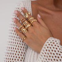 Thumbnail for Geometric 10pcs Waterdrop Twisted Hollow Open Ring Set - ArtGalleryZen