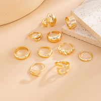 Thumbnail for Geometric 10pcs Waterdrop Twisted Hollow Open Ring Set - ArtGalleryZen