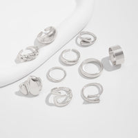 Thumbnail for Geometric 10pcs Waterdrop Twisted Hollow Open Ring Set - ArtGalleryZen