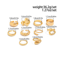 Thumbnail for Geometric 10pcs Waterdrop Twisted Hollow Open Ring Set - ArtGalleryZen