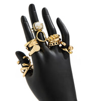 Thumbnail for Geometric 12pcs Gold Silver Tone Hollow Twisted Open Ring Set - ArtGalleryZen