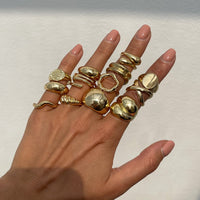 Thumbnail for Geometric 14pcs Gold Silver Plated Glossy Hollow Cross Ring Set - ArtGalleryZen
