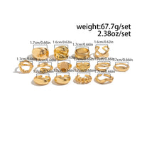 Thumbnail for Geometric 14pcs Gold Silver Plated Glossy Hollow Cross Ring Set - ArtGalleryZen