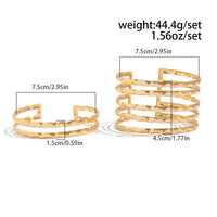 Thumbnail for Geometric 2pcs Hammered Hollow Bangle Arm Cuff Set - ArtGalleryZen