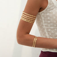 Thumbnail for Geometric 2pcs Hammered Hollow Bangle Arm Cuff Set - ArtGalleryZen