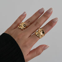 Thumbnail for Geometric 2pcs Irregular Hammered Wide Open Ring Set