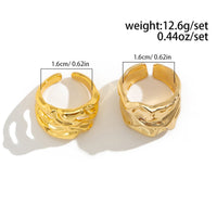 Thumbnail for Geometric 2pcs Irregular Hammered Wide Open Ring Set