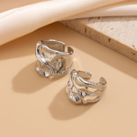 Thumbnail for Geometric 2pcs Irregular Hammered Wide Open Ring Set