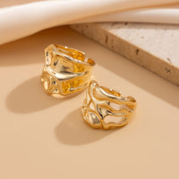 Thumbnail for Geometric 2pcs Irregular Hammered Wide Open Ring Set