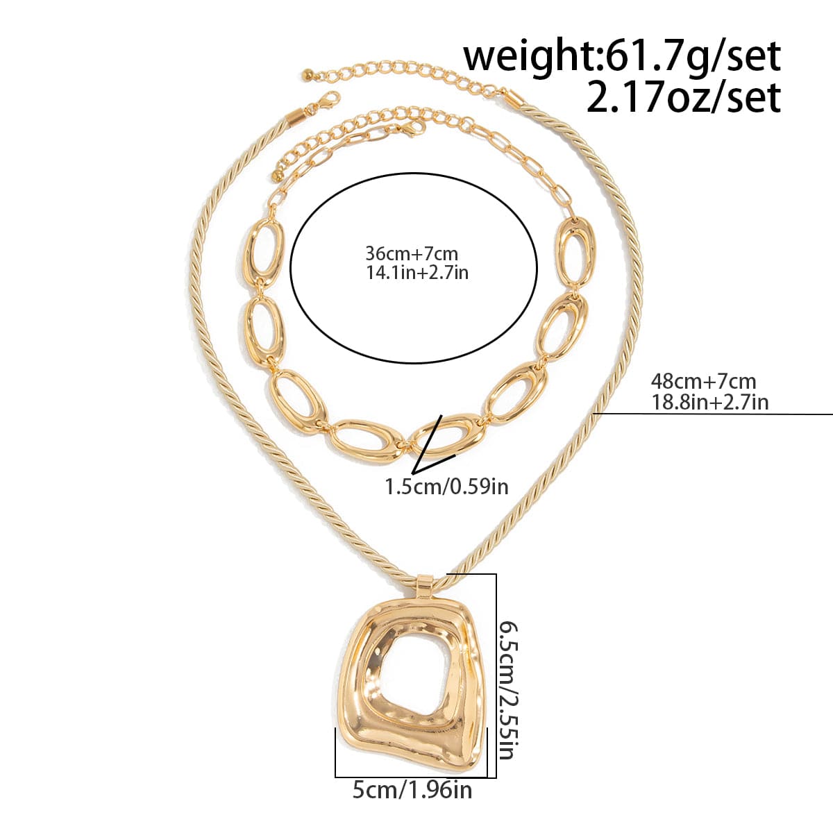 Geometric 2pcs Irregular Hoop Pendant Necklace Set - ArtGalleryZen