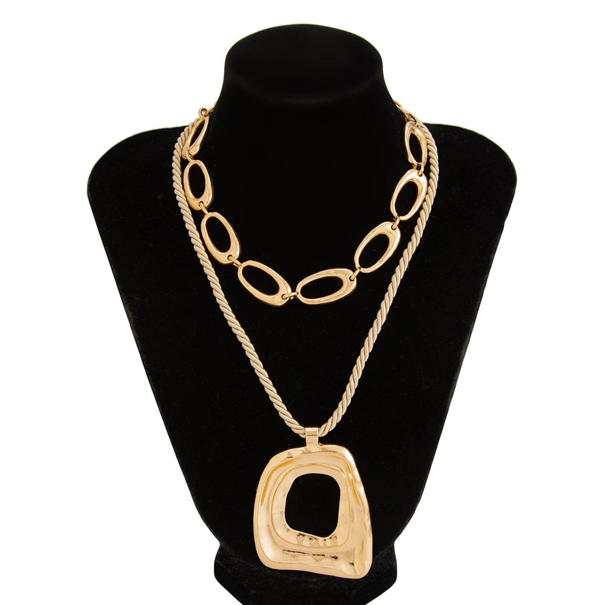 Geometric 2pcs Irregular Hoop Pendant Necklace Set - ArtGalleryZen