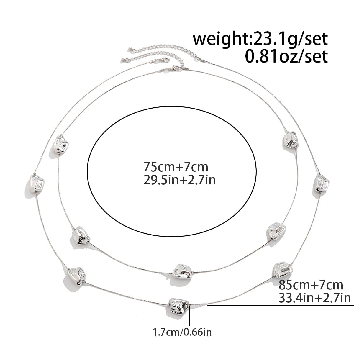 Geometric 2pcs Irregular Pattern Charm Long Chain Necklace Set - ArtGalleryZen