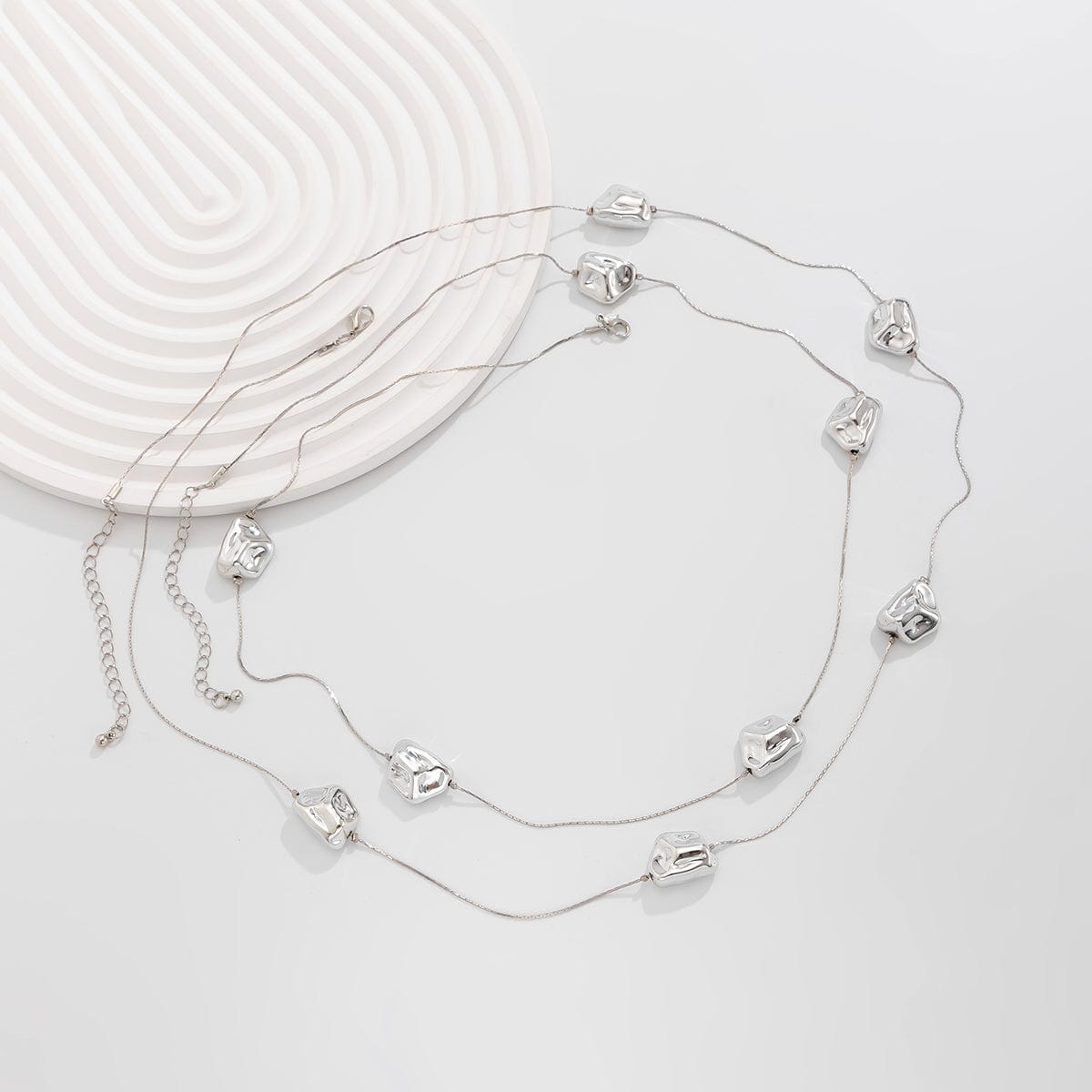 Geometric 2pcs Irregular Pattern Charm Long Chain Necklace Set - ArtGalleryZen