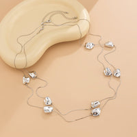 Thumbnail for Geometric 2pcs Irregular Pattern Charm Long Chain Necklace Set - ArtGalleryZen