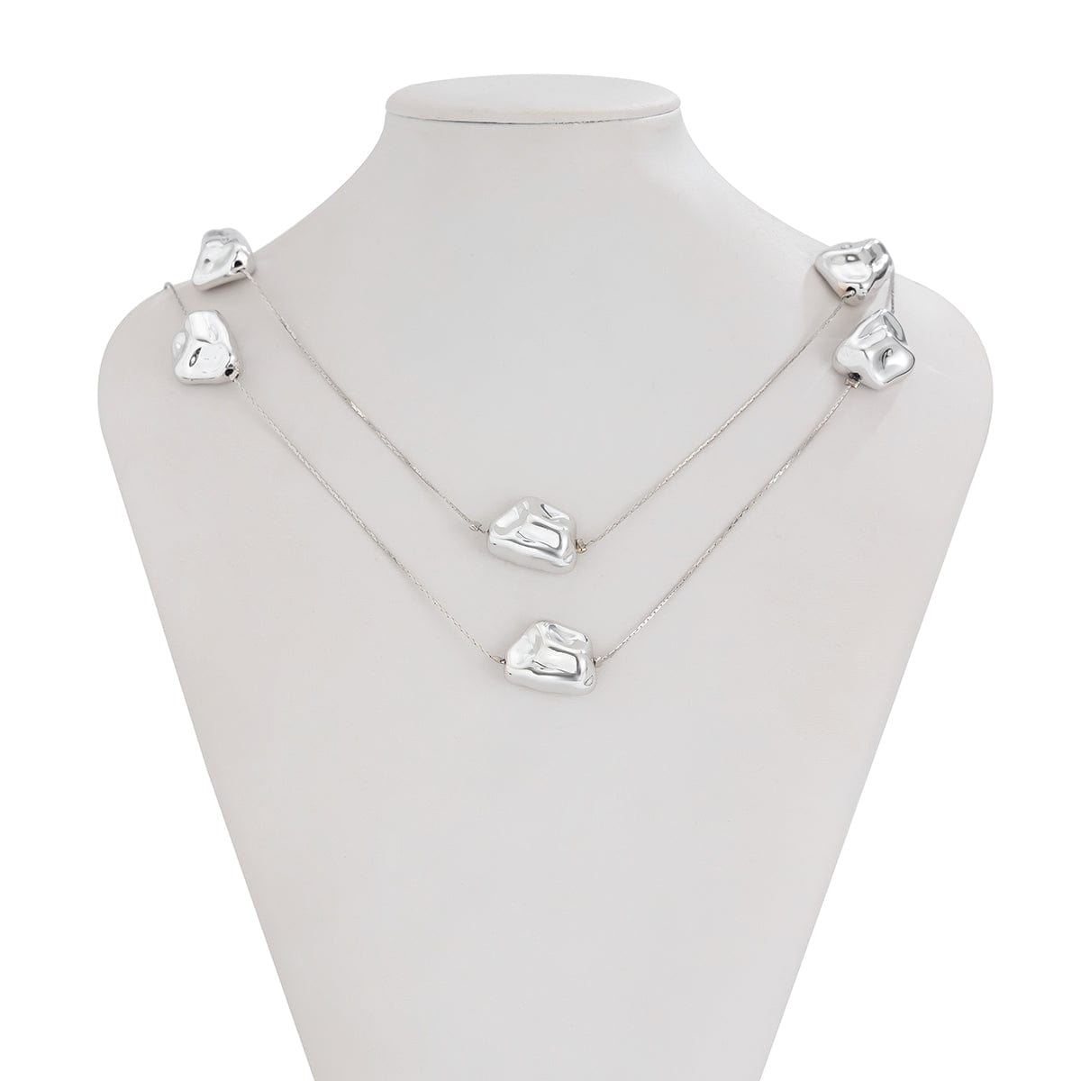 Geometric 2pcs Irregular Pattern Charm Long Chain Necklace Set - ArtGalleryZen