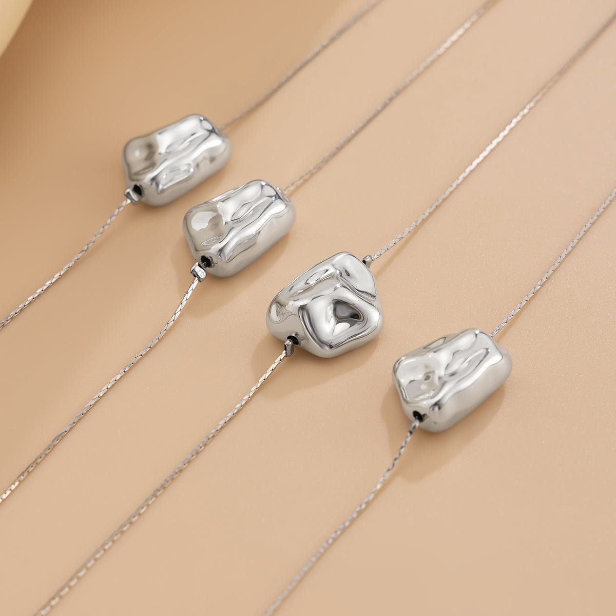 Geometric 2pcs Irregular Pattern Charm Long Chain Necklace Set