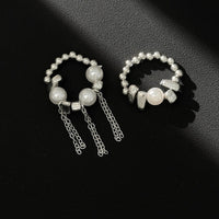 Thumbnail for Geometric 2pcs Pearl Irregular Beaded Tassel Ring Set - ArtGalleryZen