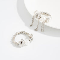 Thumbnail for Geometric 2pcs Pearl Irregular Beaded Tassel Ring Set - ArtGalleryZen