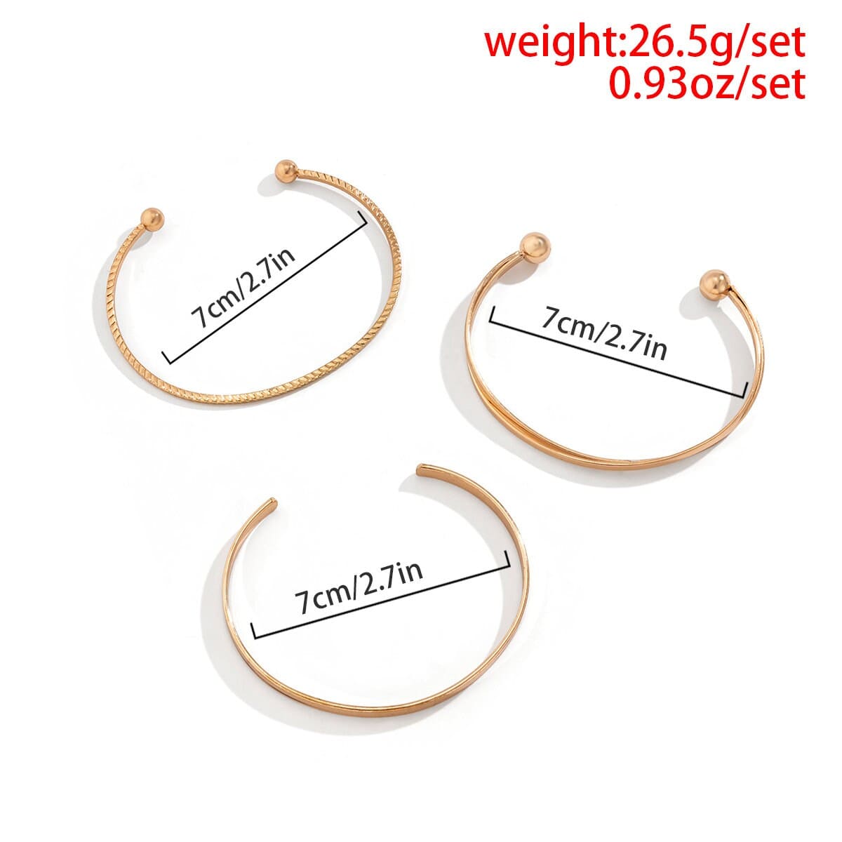 Geometric 3 Pieces Bangle Bracelet Set - ArtGalleryZen