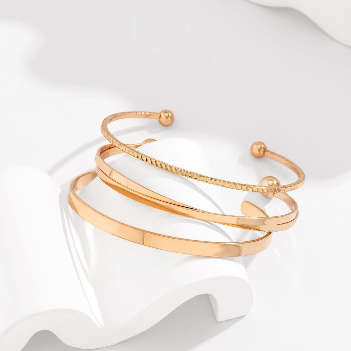 Geometric 3 Pieces Bangle Bracelet Set - ArtGalleryZen
