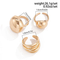 Thumbnail for Geometric 3Pcs Chunky Glossy Hollow Ring Set - ArtGalleryZen