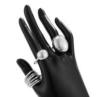 Thumbnail for Geometric 3Pcs Chunky Glossy Hollow Ring Set - ArtGalleryZen