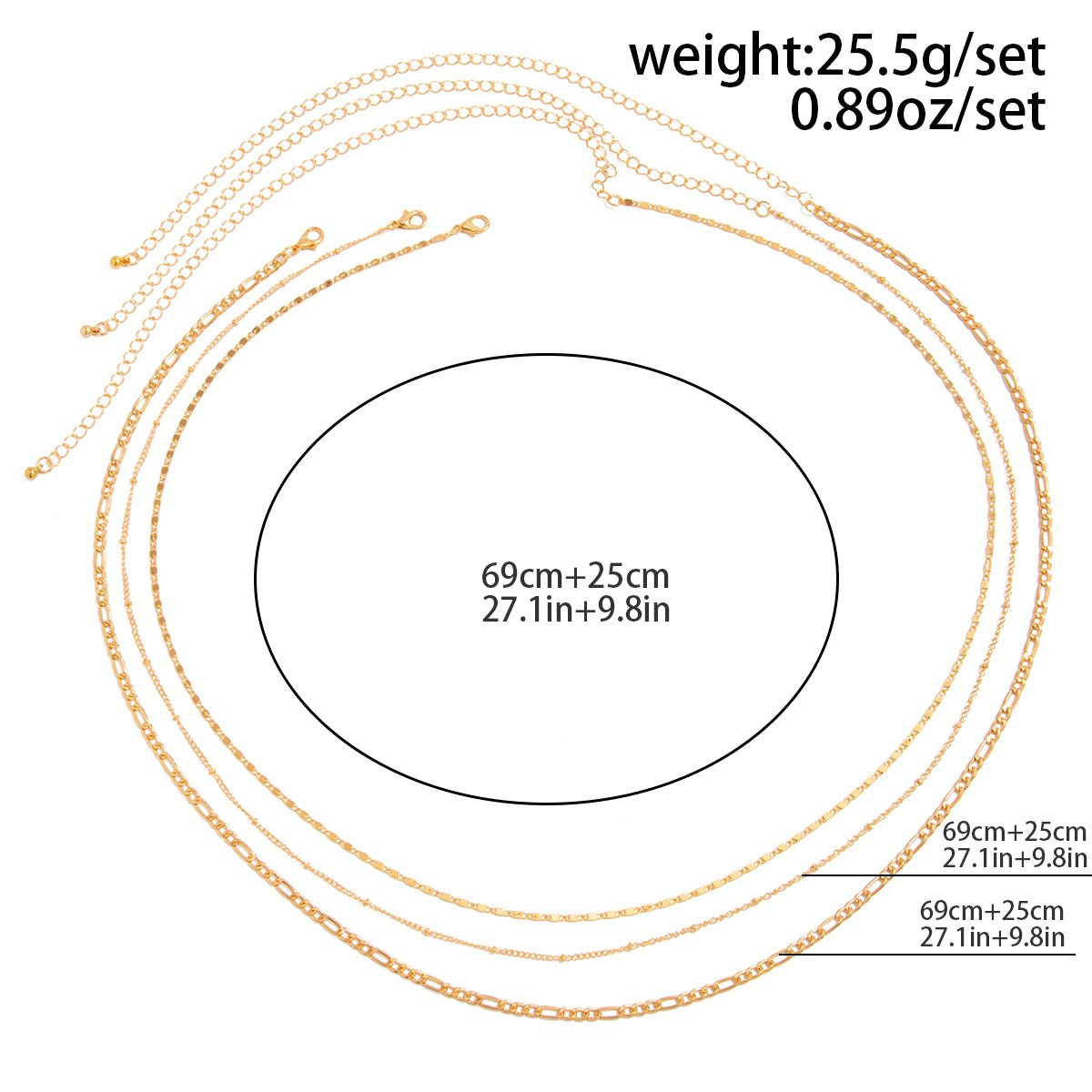 Geometric 3pcs Figaro Saturn Belly Chain Set - ArtGalleryZen