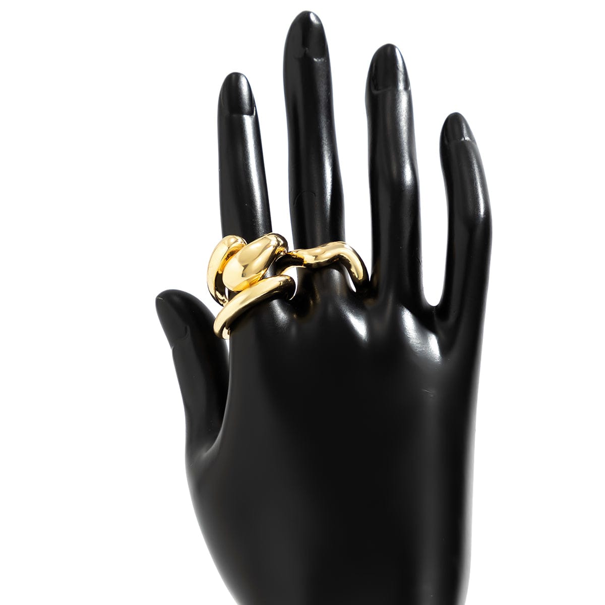 Geometric 3pcs Gold Plated Waterdrop Open Ring Set - ArtGalleryZen