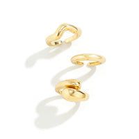 Thumbnail for Geometric 3pcs Gold Plated Waterdrop Open Ring Set - ArtGalleryZen