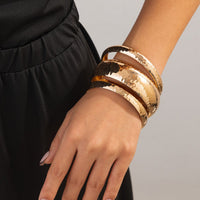 Thumbnail for Geometric 3pcs Hammered Wide Cuff Bangle Bracelet Set