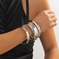 Thumbnail for Geometric 3pcs Hammered Wide Cuff Bangle Bracelet Set