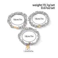 Thumbnail for Geometric 3pcs Heart Charm Irregular Beaded Bracelet Set - ArtGalleryZen