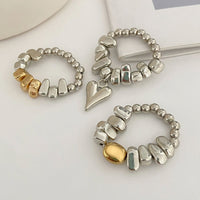 Thumbnail for Geometric 3pcs Heart Charm Irregular Beaded Ring Set - ArtGalleryZen