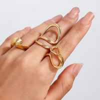 Thumbnail for Geometric 3Pcs Irregular Curved Ring Set