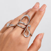 Thumbnail for Geometric 3Pcs Irregular Curved Ring Set