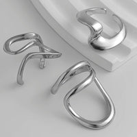 Thumbnail for Geometric 3Pcs Irregular Curved Ring Set