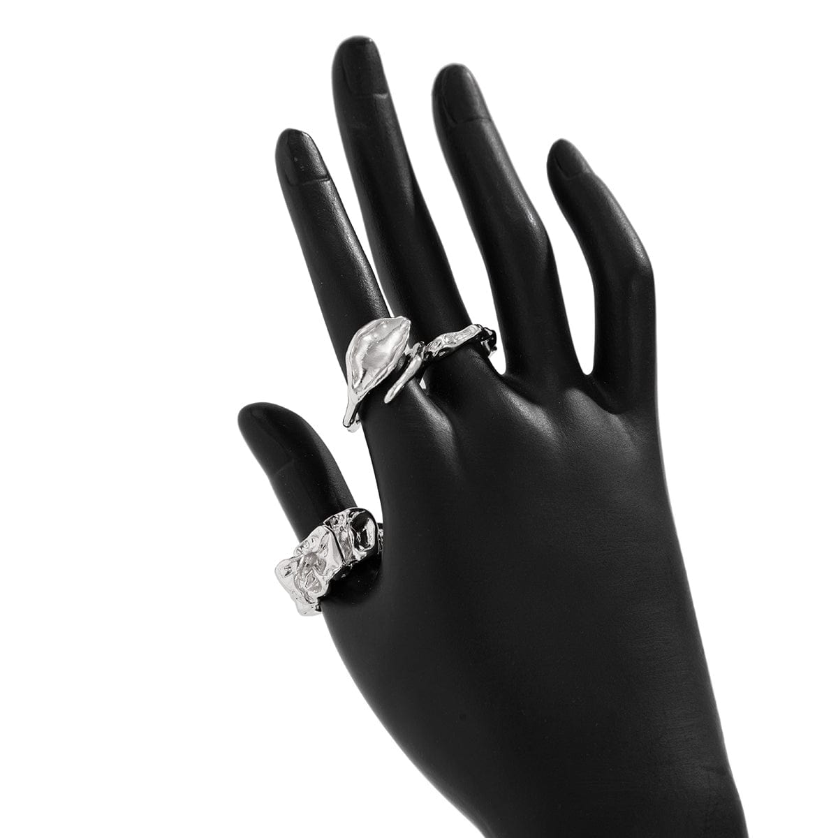 Geometric 3pcs Irregular Pleated Stackable Ring Set - ArtGalleryZen