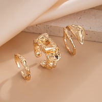 Thumbnail for Geometric 3pcs Irregular Pleated Stackable Ring Set - ArtGalleryZen
