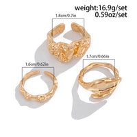 Thumbnail for Geometric 3pcs Irregular Pleated Stackable Ring Set - ArtGalleryZen