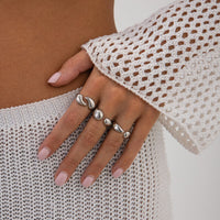 Thumbnail for Geometric 3pcs Waterdrop Open Ring Set - ArtGalleryZen